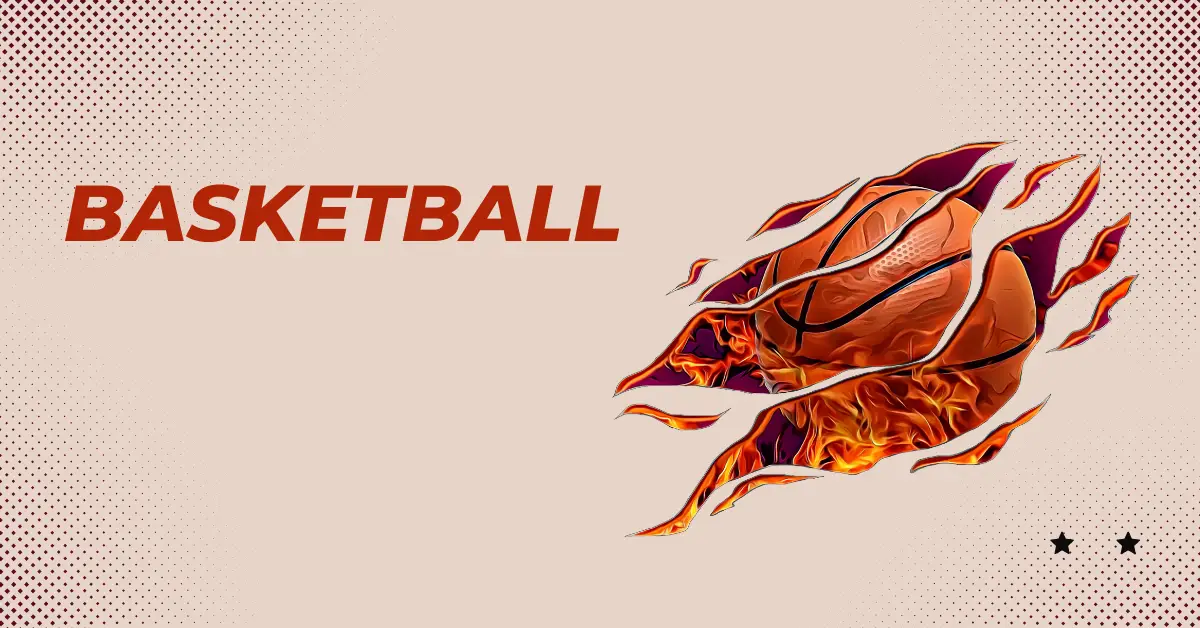 A striking wallpaper design of a basketball engulfed in flames, representing the excitement and energy of the sport.